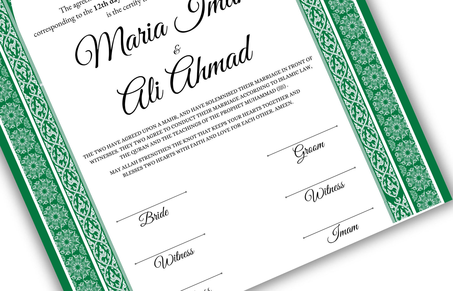 Digital Nikahnama | Marriage Certificate | Nikkah nama | Islamic | Nikkah Contract Template | Wedding Gift | Calligraphy| NN132