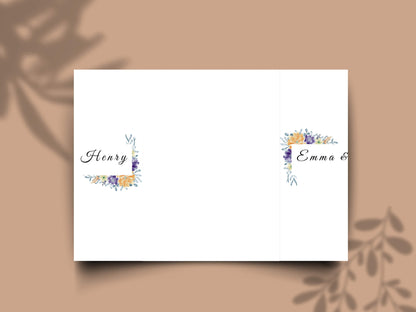 Floral Gatefold Wedding Invitation | Elegant Timeline Wedding Card | Modern Botanical Wedding Invitation with Details & Schedule. WI155