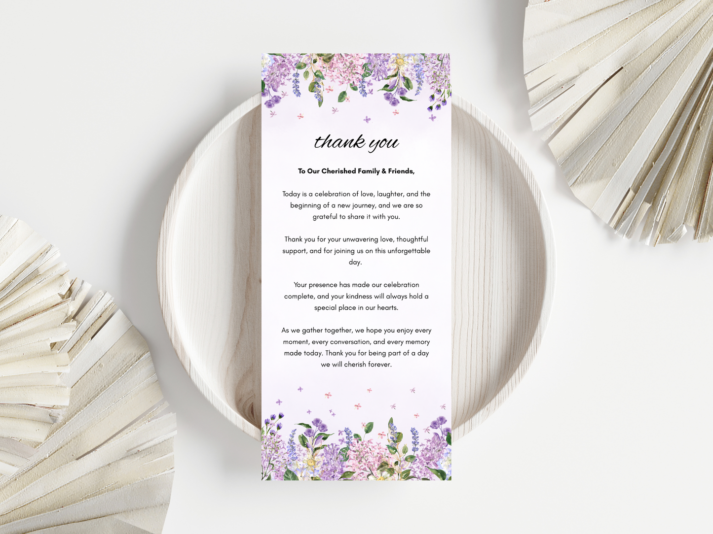 Wedding Menu, Thank You, Table Cards (Editable Canva Template) WI392