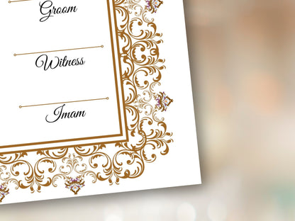 Nikkah Certificate Digital Download Personalised, A4, A3, Template, Editable, Brown Nikkah Nama, Nikkah Contract, Muslim Contract. NN239