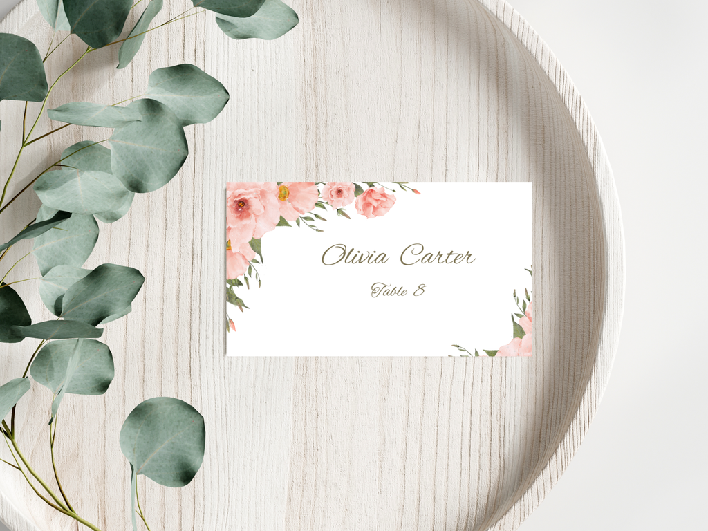 Floral Wedding Menu & Thank You Template | Editable Canva Place Card. WI211