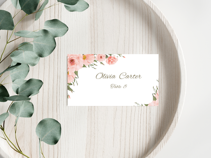 Floral Wedding Menu & Thank You Template | Editable Canva Place Card. WI211