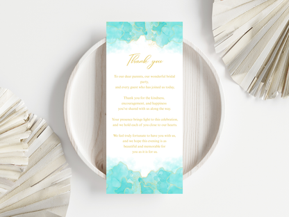 Wedding Thank you Card, Menu Card, Table Card. WI301