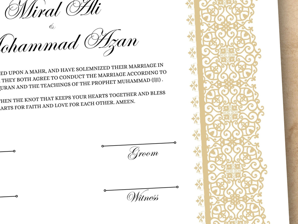 Nikkah Certificate Digital Download Personalised, A4, A3, Template, Editable, Nikkah Nama, Nikkah Contract, Muslim Contract. NN247