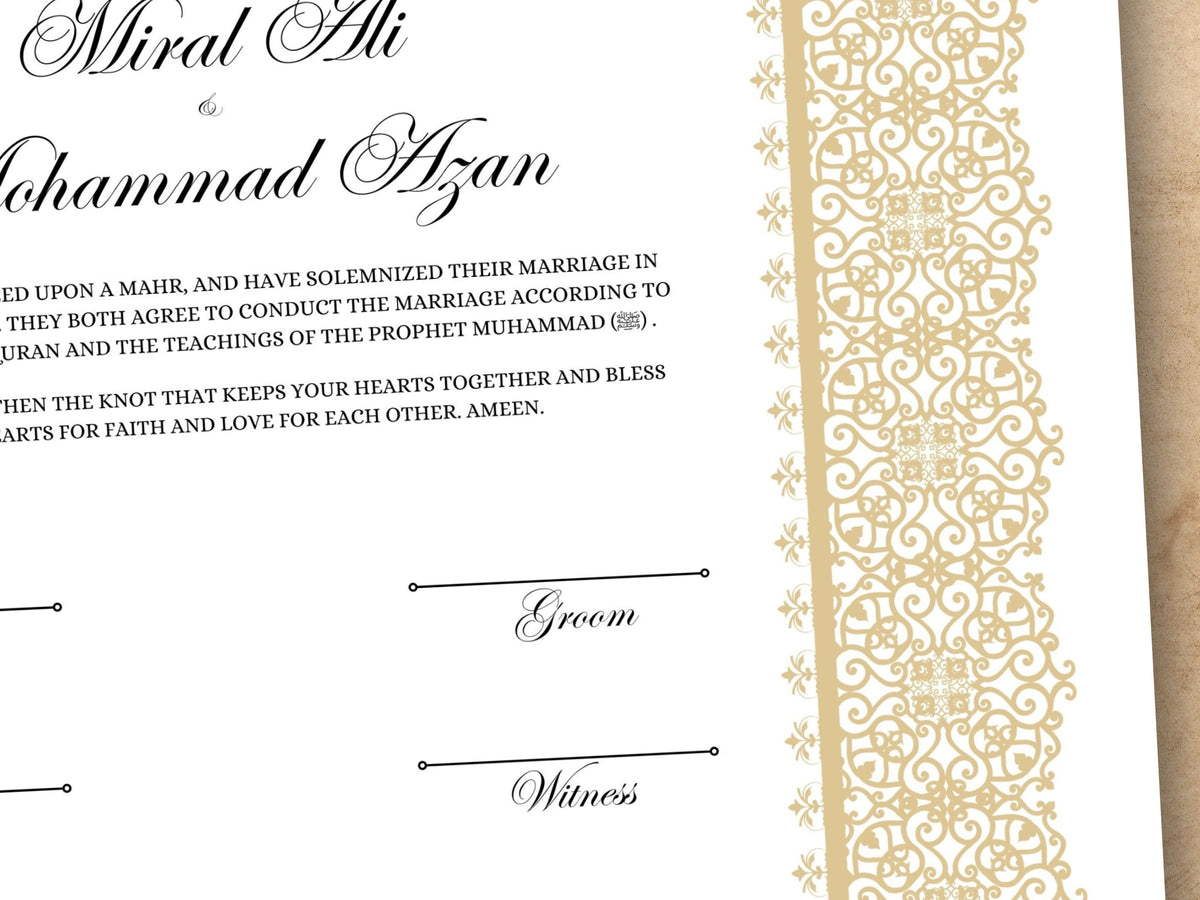 Nikkah Certificate Digital Download Personalised, A4, A3, Template, Editable, Nikkah Nama, Nikkah Contract, Muslim Contract. NN247