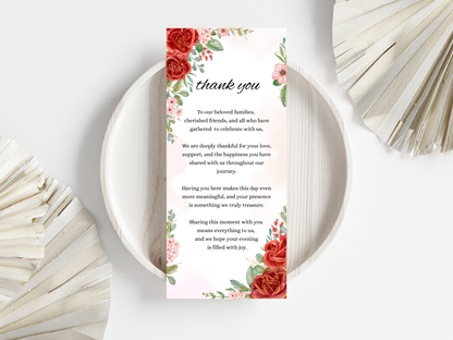Wedding Thank you Card, Menu Card, Table Card. WI339
