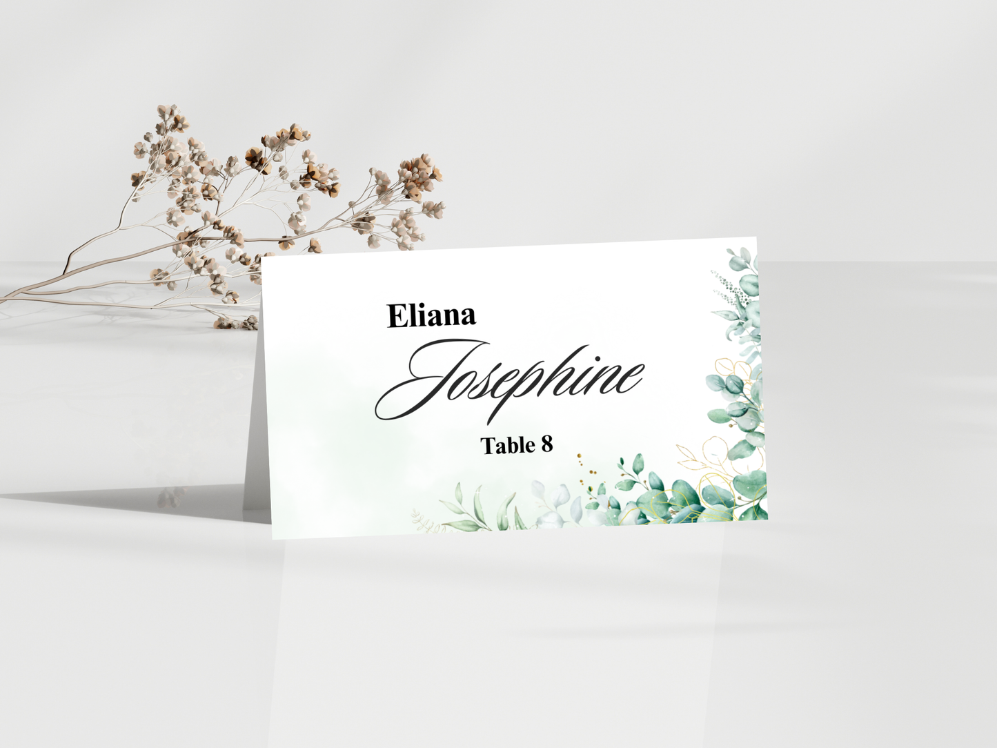 Green Eucalyptus Save the Date Card, Detail, RVSP, Menu card, Printable Instant Download MTC403