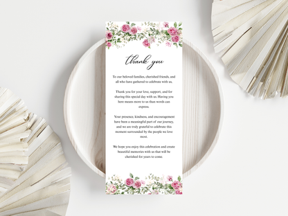 Wedding Thank you Card, Menu Card, Table Card. WI365