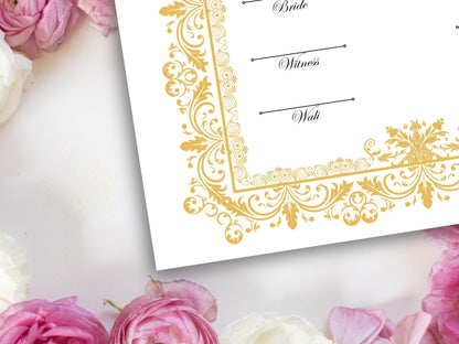 Luxury Nikkah Certificate, Premium A4 Islamic Wedding Contract, Nikkah Nama, Muslim Marriage Certificate, Personalised Names, A4, A3. NN250