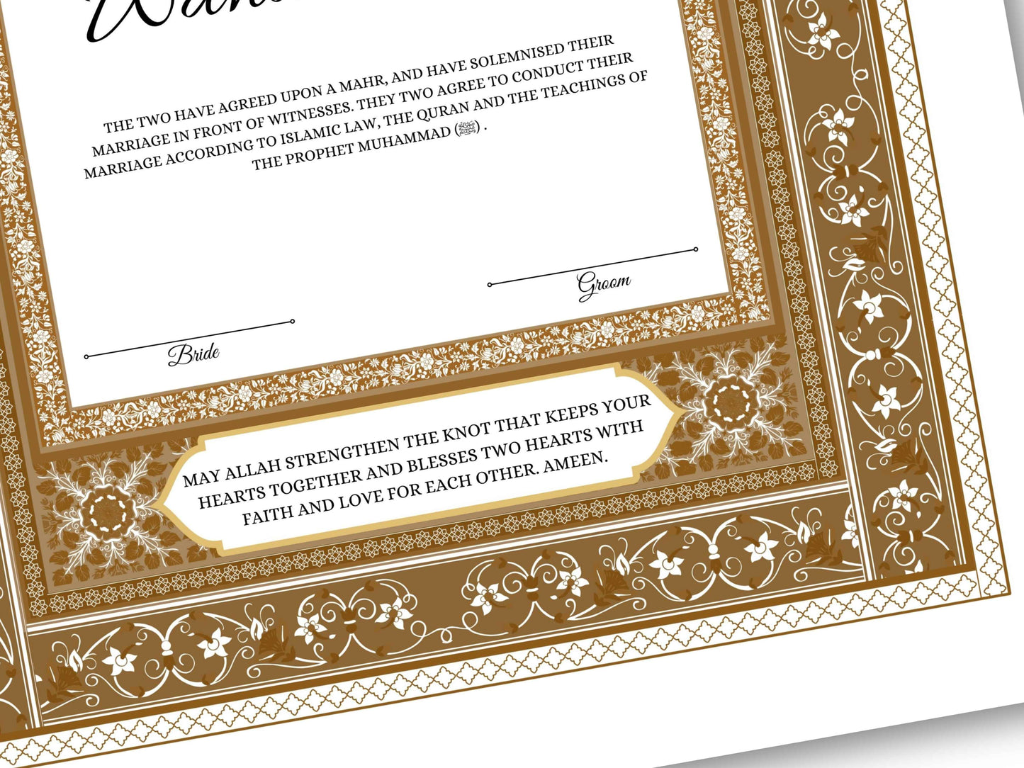 Nikkahnama | Custom Luxury Nikkah Contract | Mughal | Mughal | Inspired Luxury Nikkahnama | Nikkah Certificate in Pdf Template. NN166