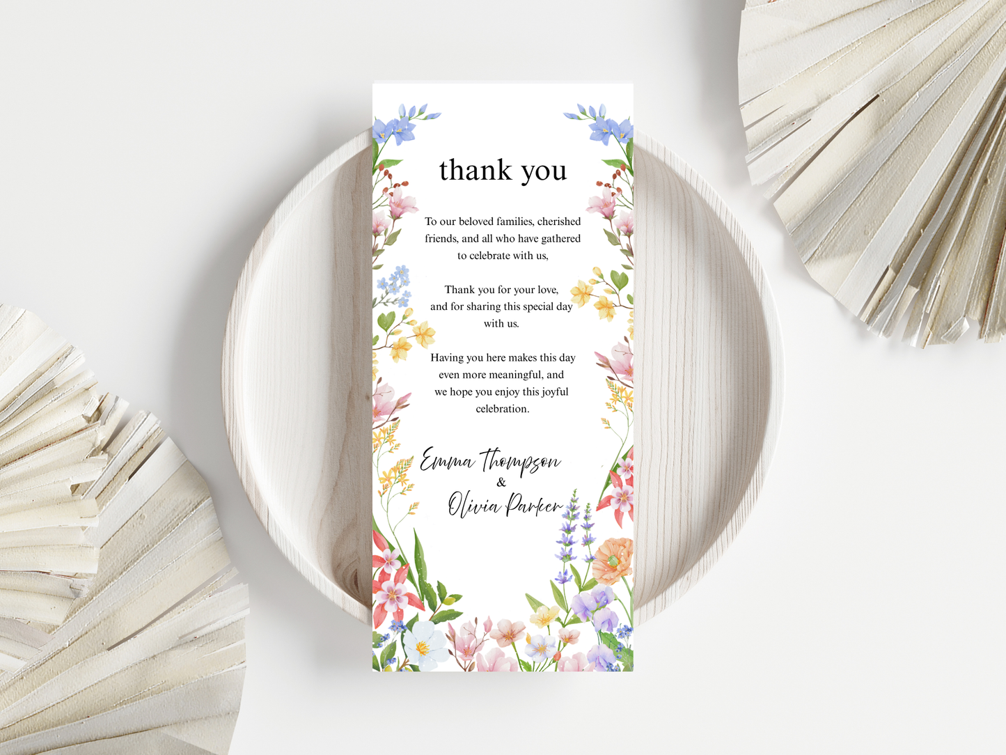 Wedding Thank you Card, Menu Card, Table Card. WI364