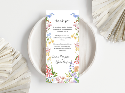 Wedding Thank you Card, Menu Card, Table Card. WI364