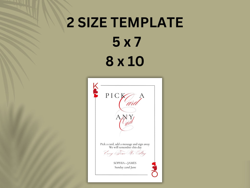 Playing Card Wedding Guest Book Sign | Pick a Card Any Card | Unique Deck of Cards | Minimalist Wedding Sign Instant Download. WS65