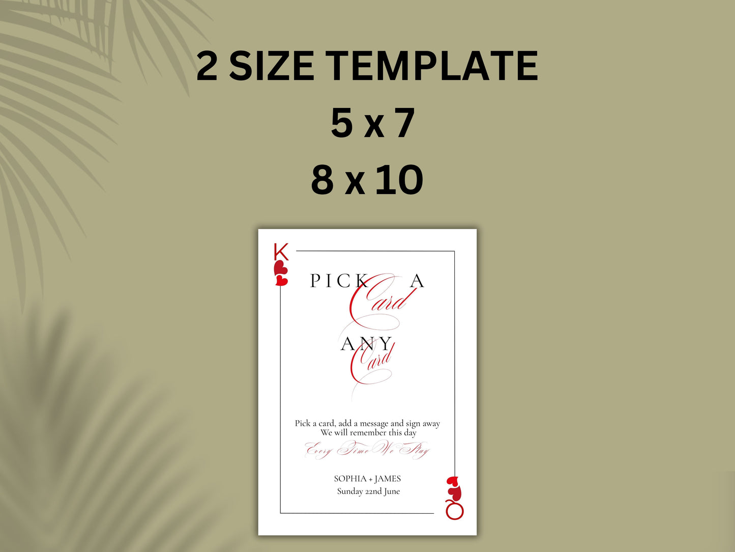 Playing Card Wedding Guest Book Sign | Pick a Card Any Card | Unique Deck of Cards | Minimalist Wedding Sign Instant Download. WS65
