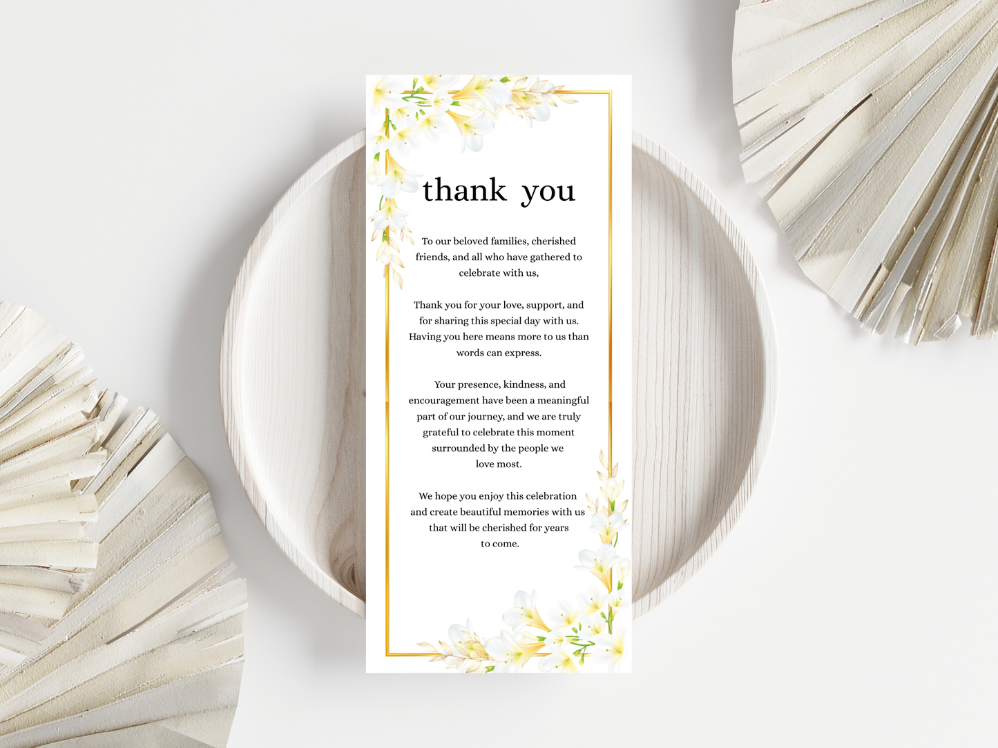Wedding Thank you Card, Menu Card, Table Card. WI372