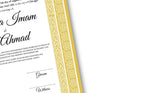 Luxury Nikkah certificate ,A3/a4 Nikkah Nama, Nikah , Islamic wedding contract, Muslim Marriage Certificate, Personalised Names. NN135