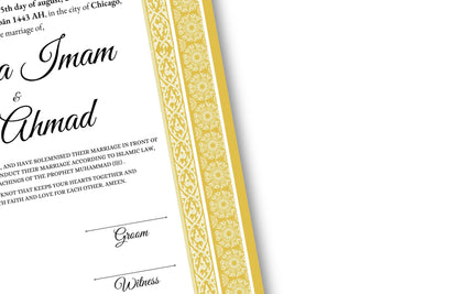 Luxury Nikkah certificate ,A3/a4 Nikkah Nama, Nikah , Islamic wedding contract, Muslim Marriage Certificate, Personalised Names. NN135