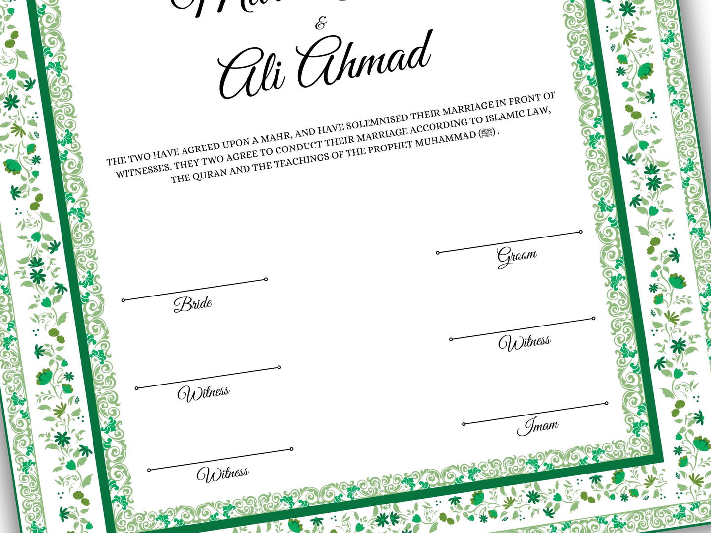 Nikkah Contract Template, A4/A3 Islamic Nikkah Digital Download, Customized Muslim Marriage Certificate, Editable Wedding Agreement. 148