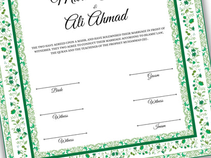 Nikkah Contract Template, A4/A3 Islamic Nikkah Digital Download, Customized Muslim Marriage Certificate, Editable Wedding Agreement. 148