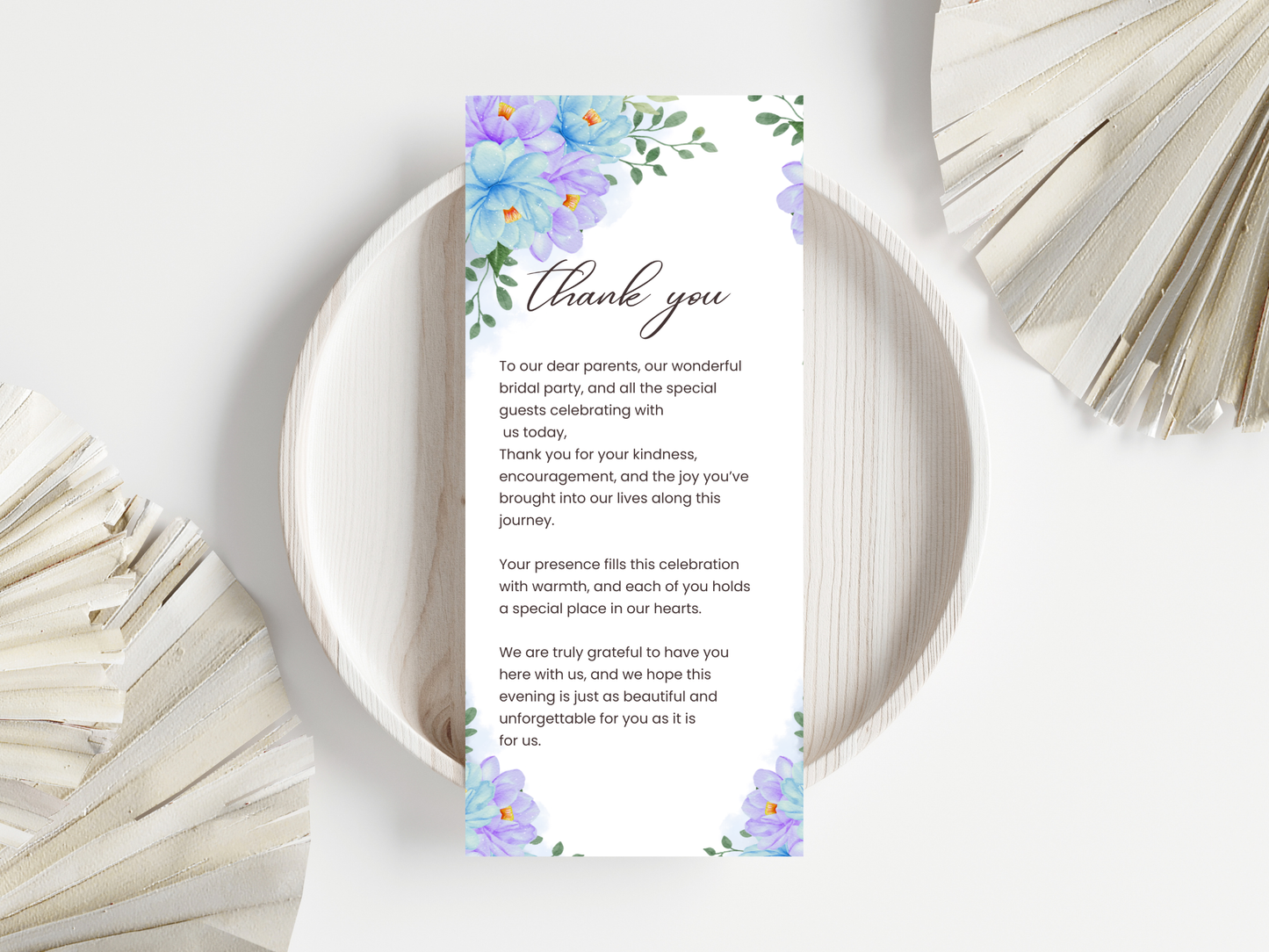 Wedding Thank you Card, Menu Card, Table Card. WI313