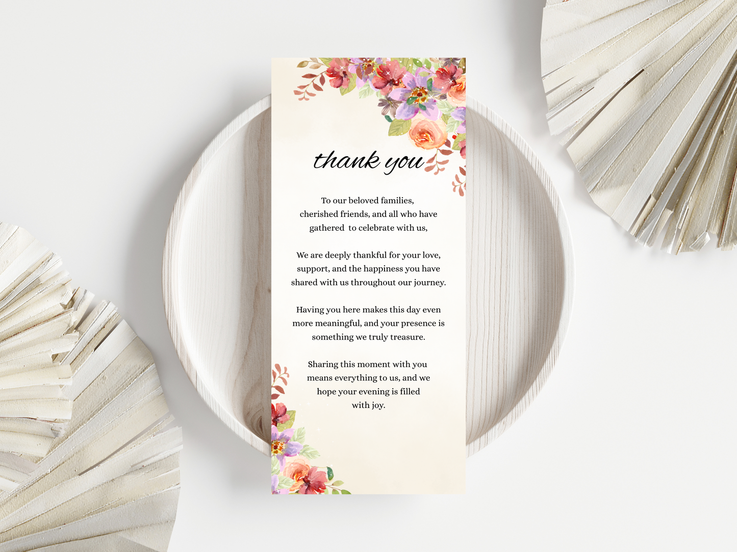Wedding Thank you Card, Menu Card, Table Card. WI353
