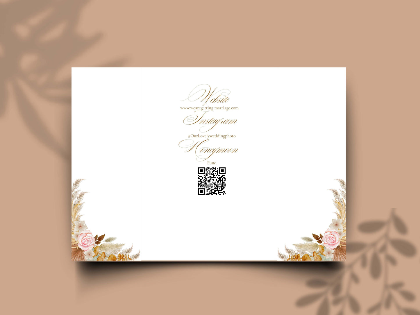 Elegant Wedding Invitation Template | Boho Floral Arch Invite with Timeline | Printable Details Card | Modern Wedding Stationery Suite.WI149