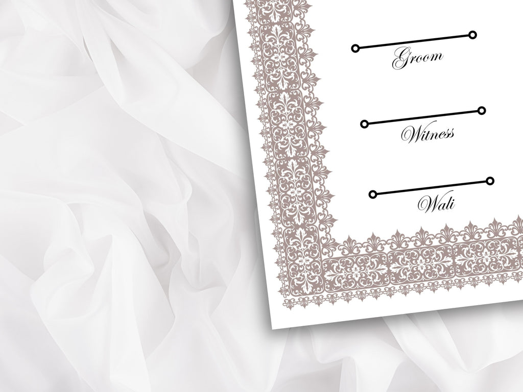 Nikkah Certificate Digital Download Personalised, A4, A3, Template, Editable, Brown Nikkah Nama, Nikkah Contract, Muslim Contract. NN266