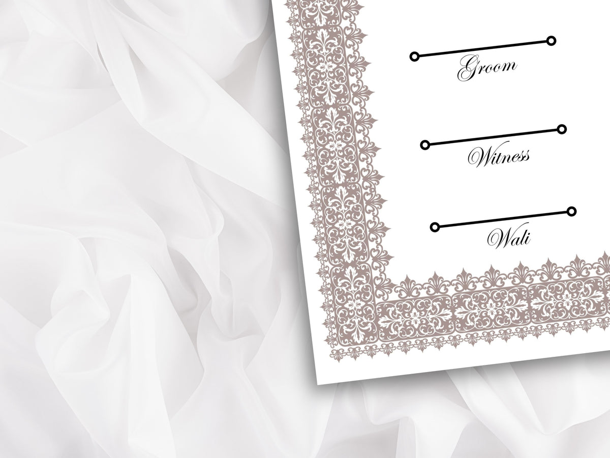 Nikkah Certificate Digital Download Personalised, A4, A3, Template, Editable, Brown Nikkah Nama, Nikkah Contract, Muslim Contract. NN266