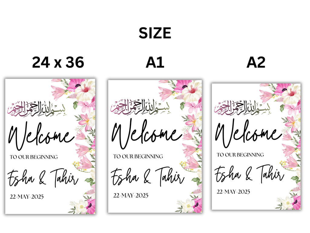 Nikkah Wedding Welcome Sign, Digital Wedding Sign, Nikkah sign, Printable Nikkah Ceremony Decorations, Islamic Marriage Ceremony. WS14
