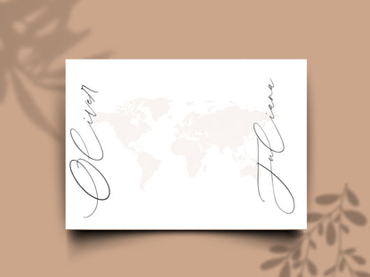Destination Wedding Invitation Template Gatefold | Elegant Folded Travel Theme Invite | Printable Timeline & RSVP Card. WI146