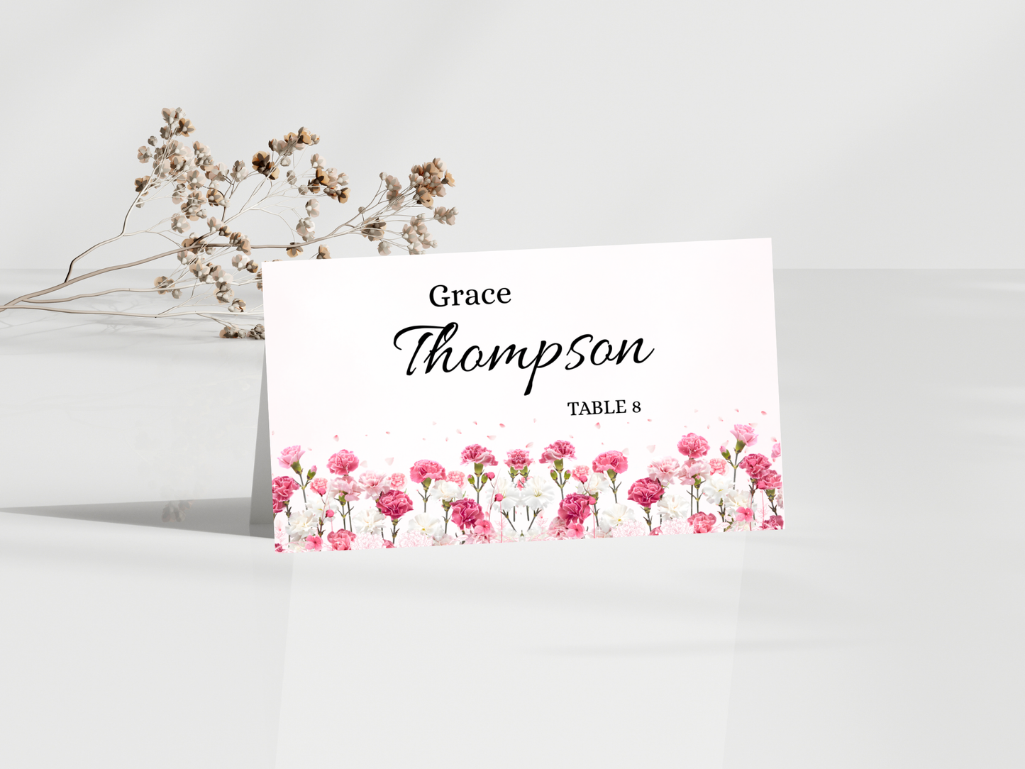 Elegant Carnation Reception Bundle, RSVP, Details, Thankyou, Menu, Digital Download MTC425