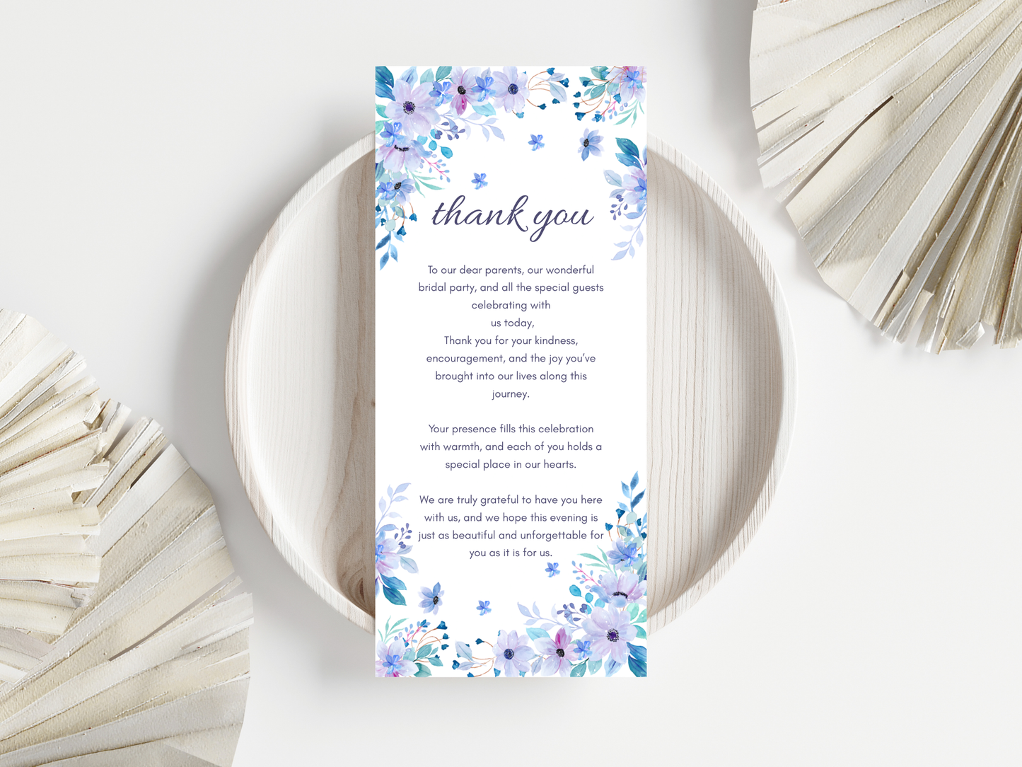 Wedding Thank you Card, Menu Card, Table Card. WI315