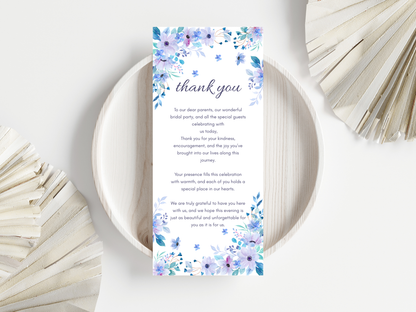 Wedding Thank you Card, Menu Card, Table Card. WI315