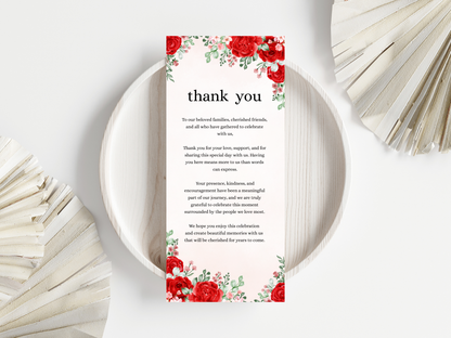 Wedding Thank you Card, Menu Card, Table Card. WI371