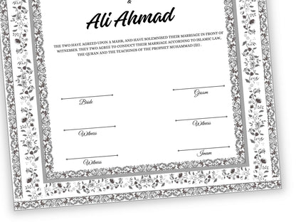 Nikkahnama | A4/A3 Custom Luxury Nikkah Contract | Digital contract | Inspired Luxury Nikkahnama | Nikkah Certificate Pdf Template. NN143