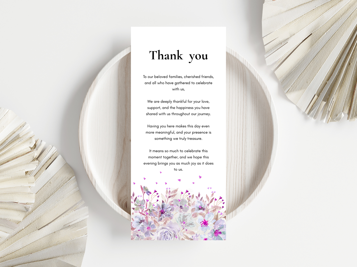 Wedding Thank you Card, Menu Card, Table Card. WI320