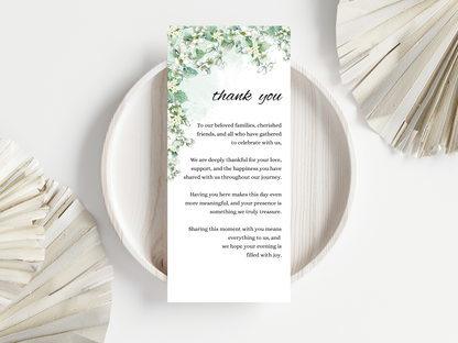 Wedding Thank you Card, Menu Card, Table Card. WI332