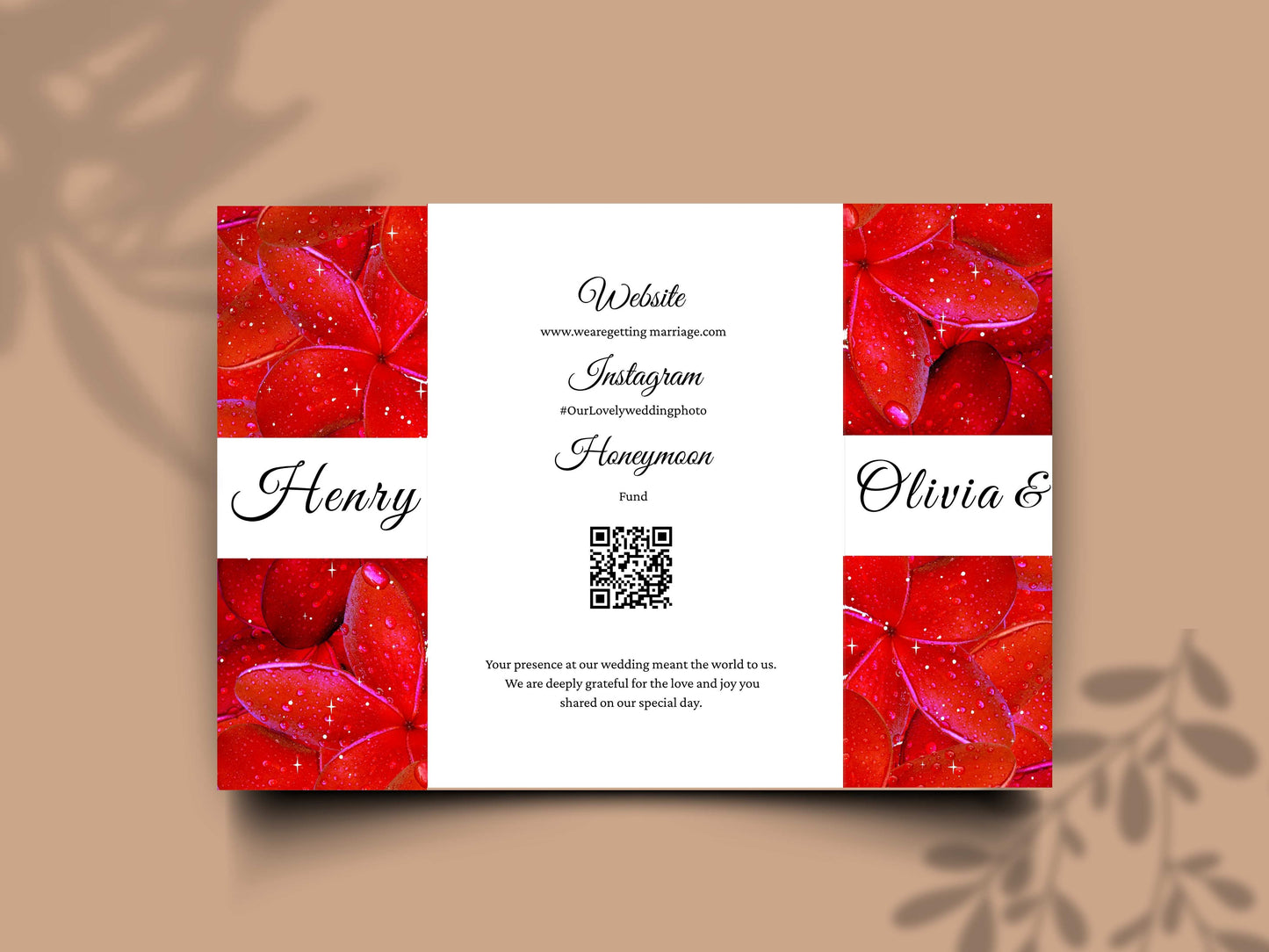 Red Rose Gatefold Wedding Invitation Template | Save The Date | Timeline & Details Card | Printable Wedding Invite | Editable PDF. WI153
