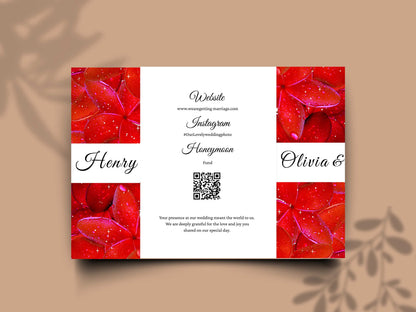 Red Rose Gatefold Wedding Invitation Template | Save The Date | Timeline & Details Card | Printable Wedding Invite | Editable PDF. WI153