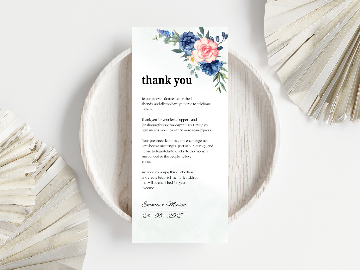 Wedding Menu, Thank You, Table Cards (Editable Canva Template) WI390