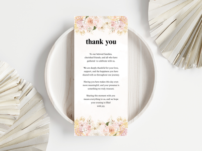 Wedding Thank you Card, Menu Card, Table Card. WI351