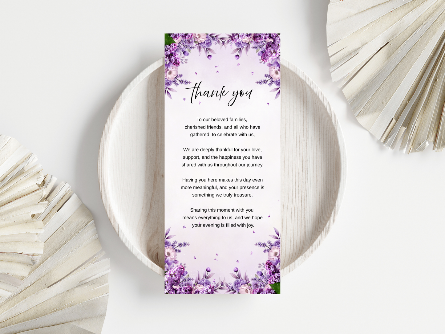 Wedding Thank you Card, Menu Card, Table Card. WI347