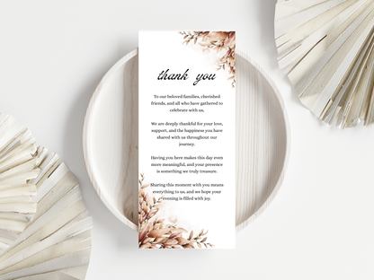 Wedding Thank you Card, Menu Card, Table Card. WI326
