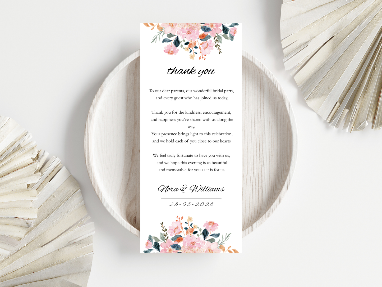 Wedding Thank you Card, Menu Card, Table Card. WI293