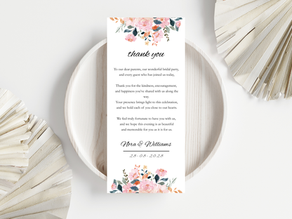 Wedding Thank you Card, Menu Card, Table Card. WI293