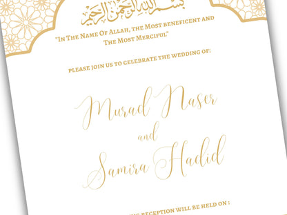 Muslim Wedding Invitation, Nikkah Invitation, Muslim Wedding Invite, Wedding Invite, Invitation Template, Editable Canva Template, WT53