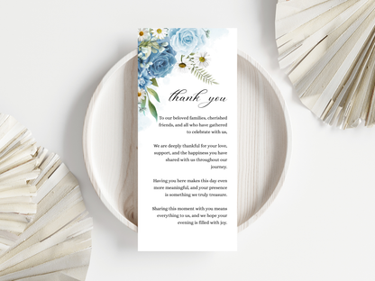 Wedding Thank you Card, Menu Card, Table Card. WI335