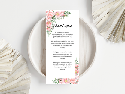 Wedding Thank you Card, Menu Card, Table Card. WI354