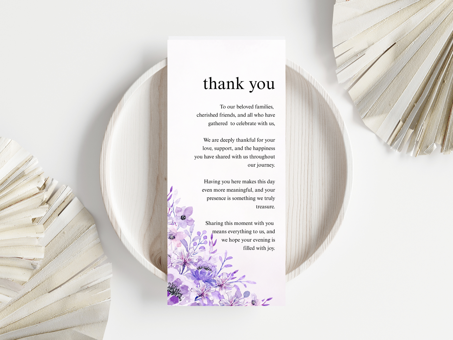 Wedding Thank you Card, Menu Card, Table Card. WI357