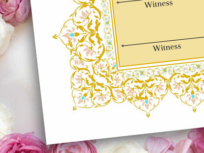 Premium Nikkah Contract , Custom Nikkah Nama | Islamic Wedding Contract, Digital, Printable Nikkah Certificate , Intricate. NT220